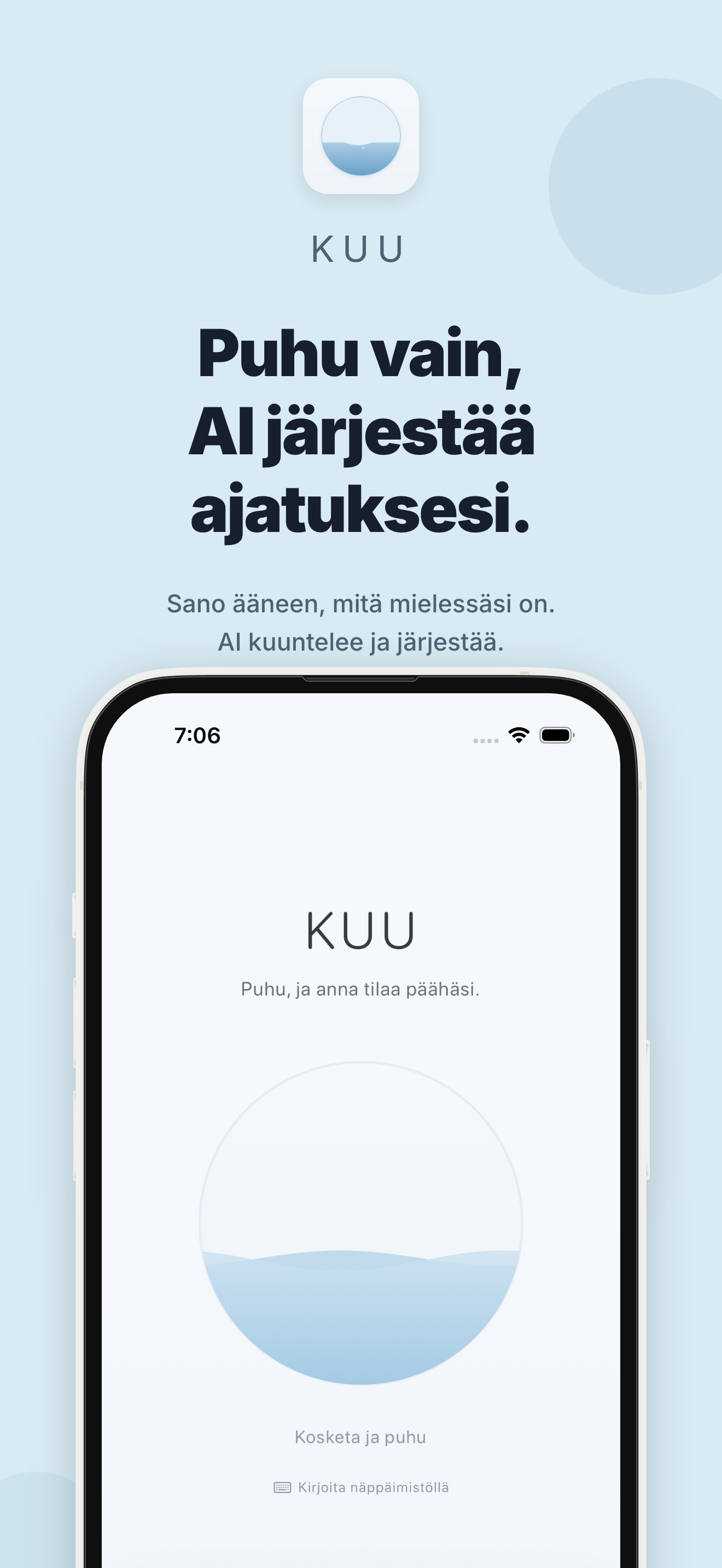 KUU-sovelluksen näkymä 1